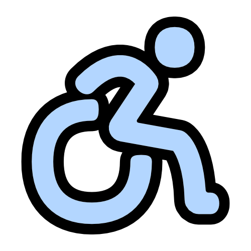 the active wheelchair symbol, a light blue glyph of someone self-propelling in a manual chair.